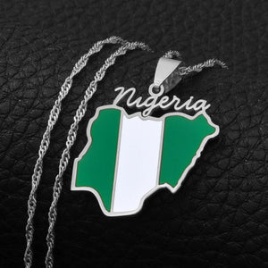 Nigeria Flag Map Necklace