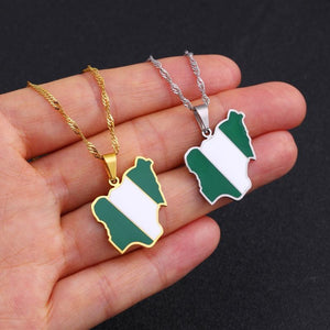 Nigeria Flag Map Necklace