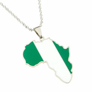 Nigeria Flag Map Necklace