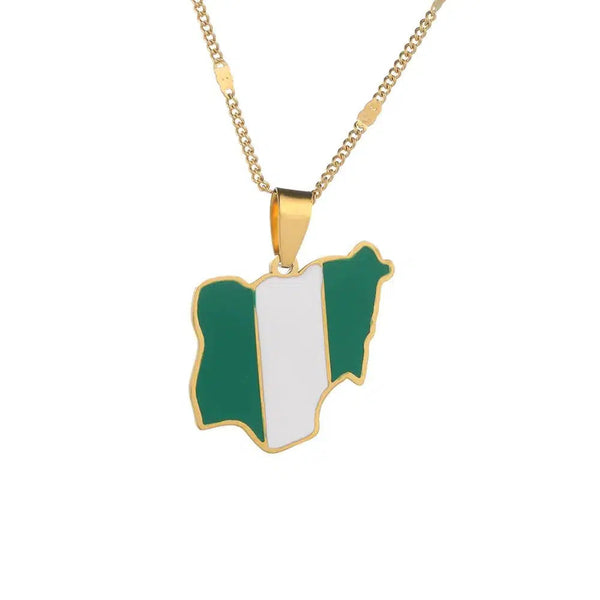 Nigeria Flag Map Necklace