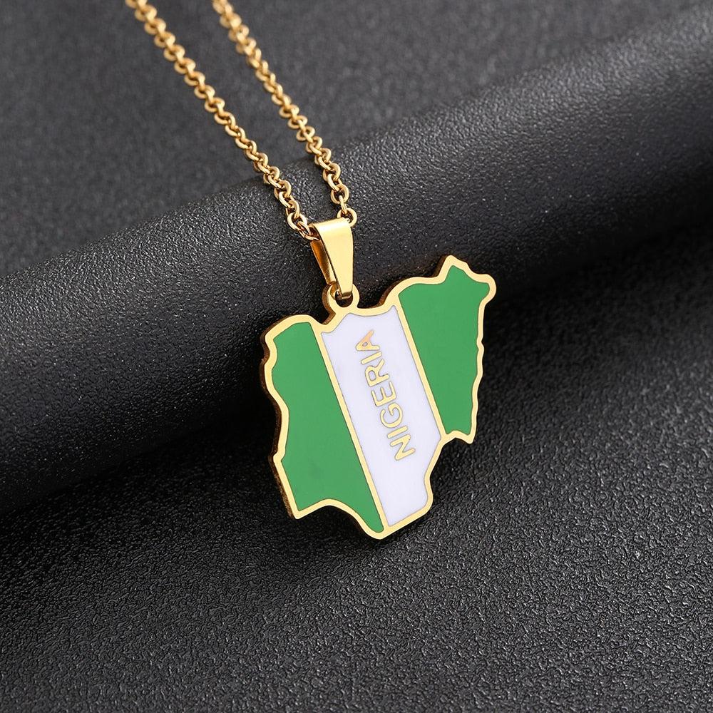 Nigeria Flag Map Necklace