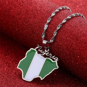 Nigeria Flag Map Necklace