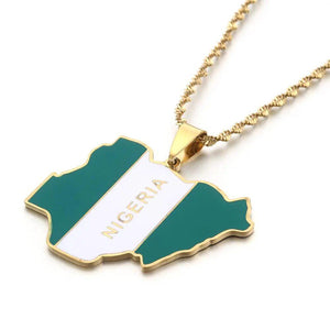 Nigeria Flag Map Necklace