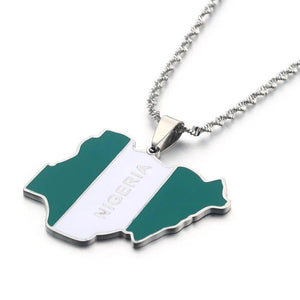 Nigeria Flag Map Necklace