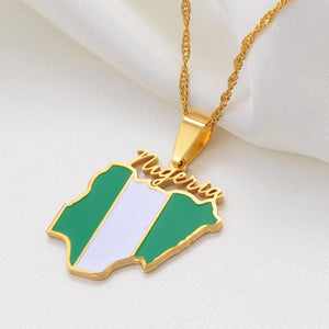 Nigeria Flag Map Necklace