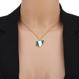 Nigeria Flag Map Necklace