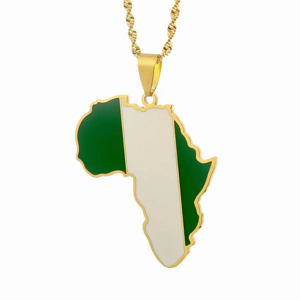 Nigeria Flag Map Necklace