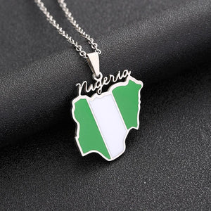 Nigeria Flag Map Necklace