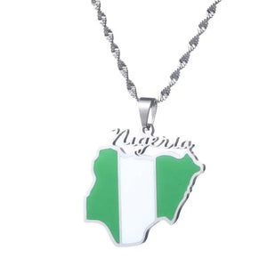 Nigeria Flag Map Necklace