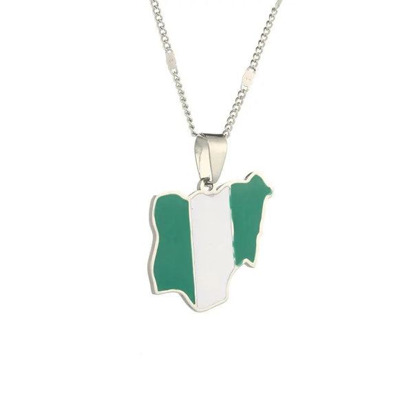 Nigeria Flag Map Necklace