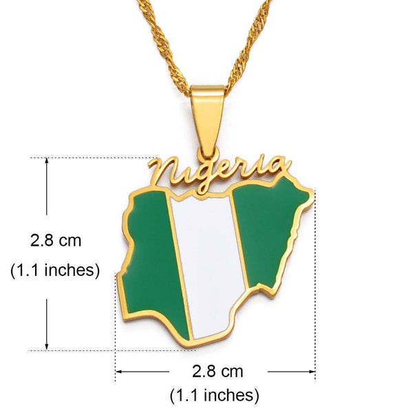 Nigeria Flag Map Necklace