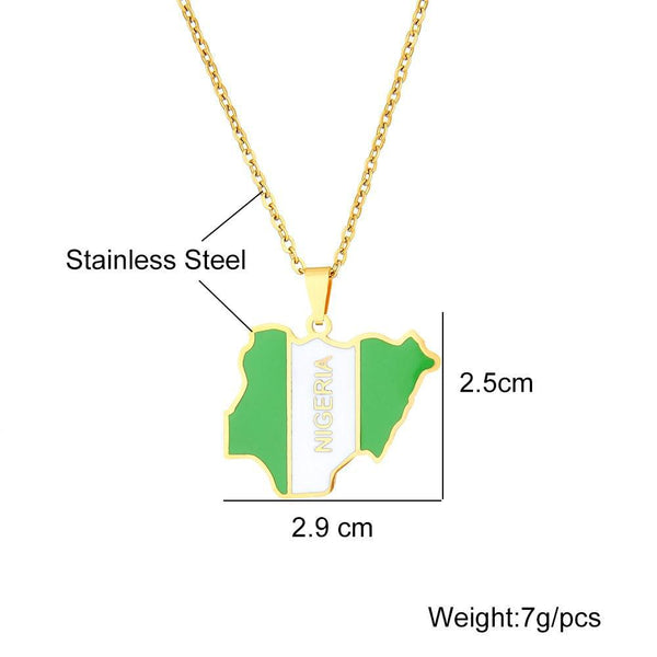 Nigeria Flag Map Necklace