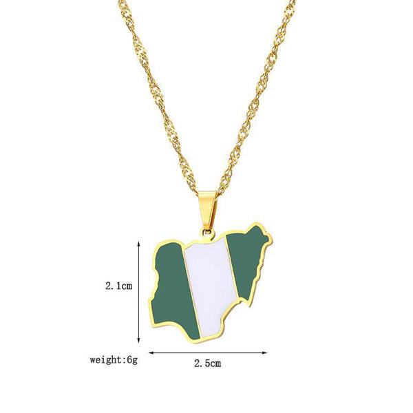 Nigeria Flag Map Necklace