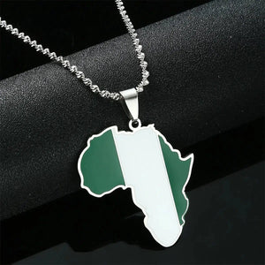 Nigeria Flag Map Necklace