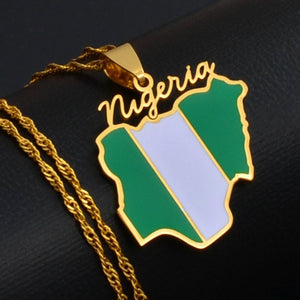 Nigeria Flag Map Necklace