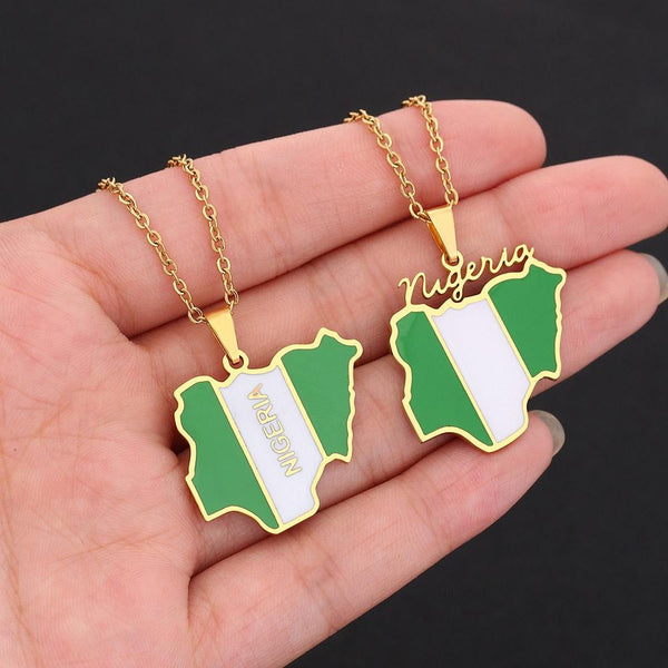 Nigeria Flag Map Necklace