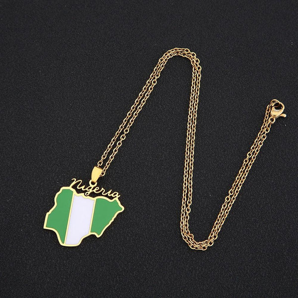 Nigeria Flag Map Necklace