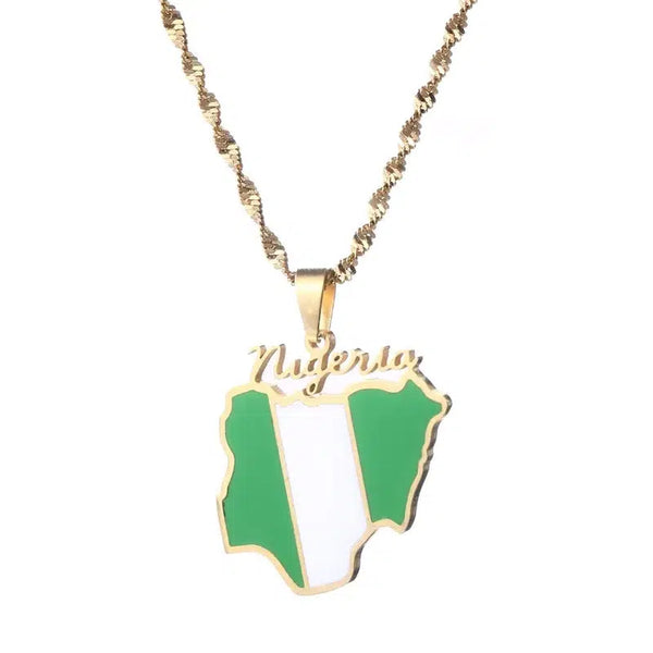 Nigeria Flag Map Necklace