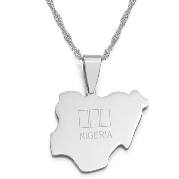 Nigeria Flag Map Necklace