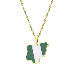 Nigeria Flag Map Necklace