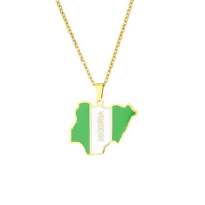 Nigeria Flag Map Necklace