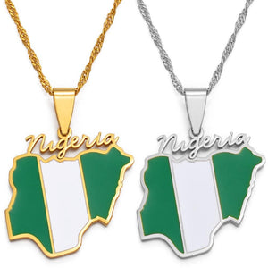 Nigeria Flag Map Necklace