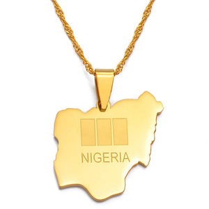 Nigeria Flag Map Necklace