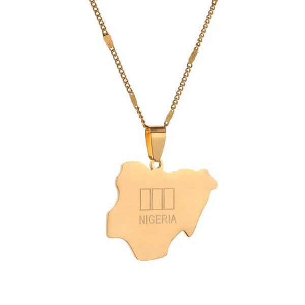 Nigeria Flag Map Necklace