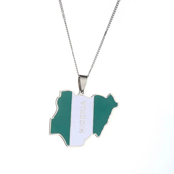 Nigeria Flag Map Necklace