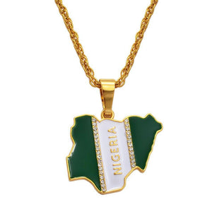 Nigeria Flag Map Necklace