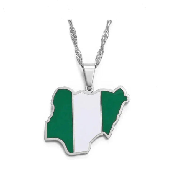 Nigeria, Ghana, Jamaica, Guyana Flag Map Necklace Collection