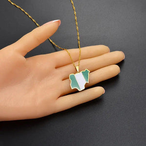 Nigeria, Ghana, Jamaica, Guyana Flag Map Necklace Collection