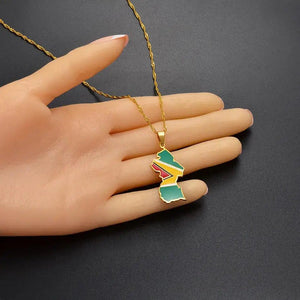 Nigeria, Ghana, Jamaica, Guyana Flag Map Necklace Collection
