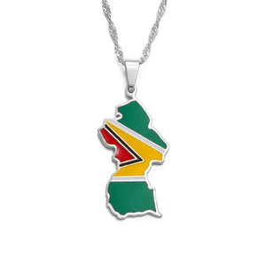 Nigeria, Ghana, Jamaica, Guyana Flag Map Necklace Collection