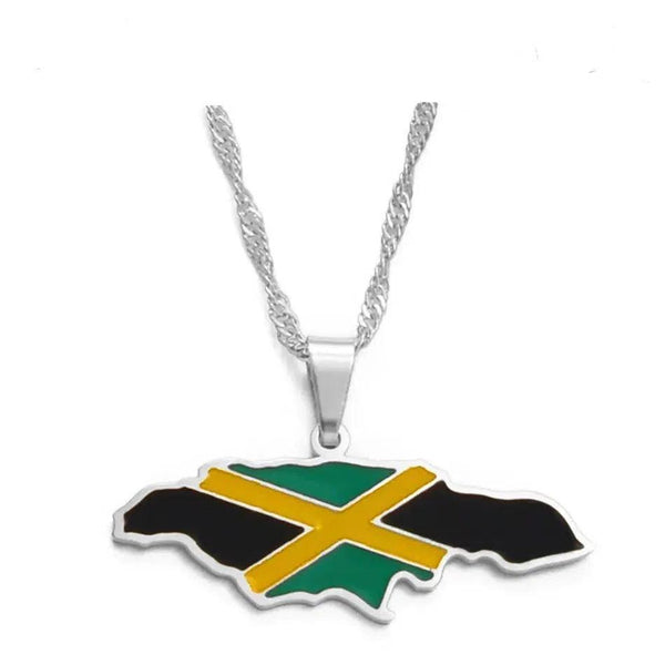 Nigeria, Ghana, Jamaica, Guyana Flag Map Necklace Collection