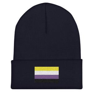 Nonbinary Flag Beanie - Embroidered LGBT+ Winter Hat