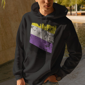 Nonbinary Flag - Distressed LGBT+ Hoodie