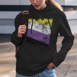 Nonbinary Flag - Distressed LGBT+ Hoodie