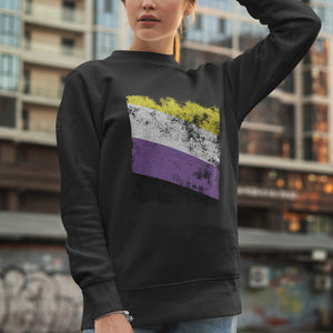 Nonbinary Flag - Distressed LGBT+ Sweatshirt