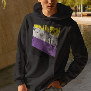 Nonbinary Flag - Distressed LGBT+ Hoodie