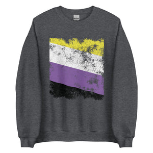 Nonbinary Flag - Distressed LGBT+ Sweatshirt