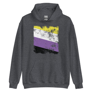 Nonbinary Flag - Distressed LGBT+ Hoodie