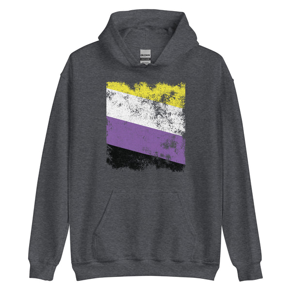 Nonbinary Flag - Distressed LGBT+ Hoodie