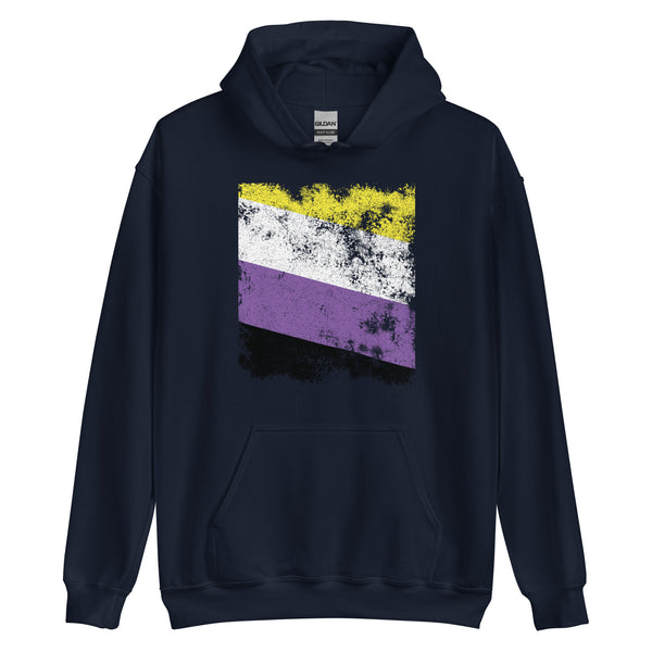 Nonbinary Flag - Distressed LGBT+ Hoodie