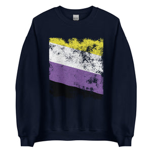 Nonbinary Flag - Distressed LGBT+ Sweatshirt