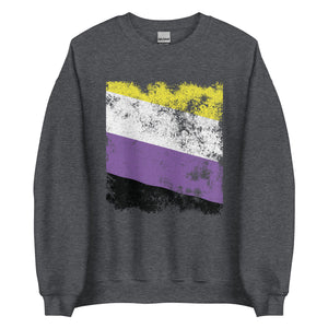 Nonbinary Flag - Distressed LGBT+ Sweatshirt