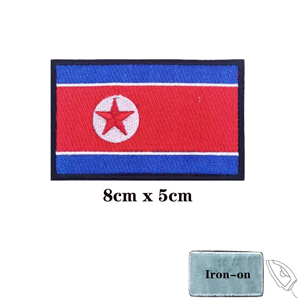 North Korea Flag Patch - Iron On/Hook & Loop Patch