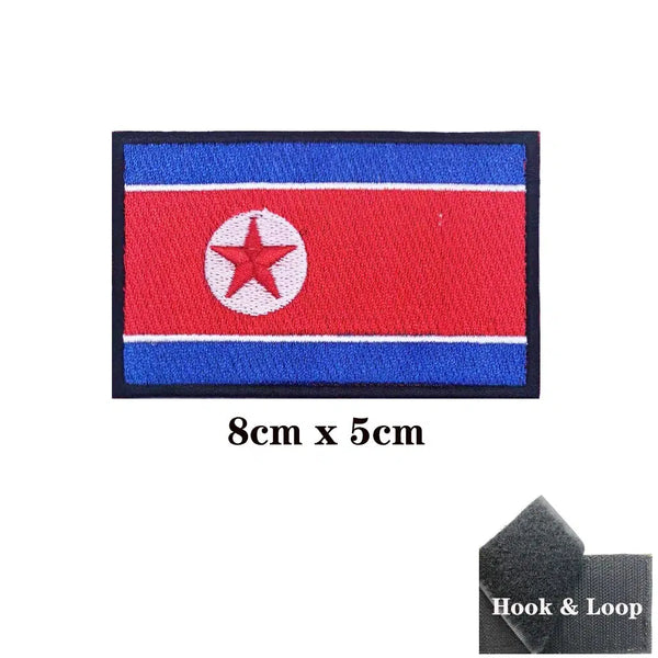 North Korea Flag Patch - Iron On/Hook & Loop Patch