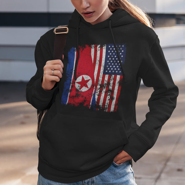 North Korea USA Flag - Half American Hoodie
