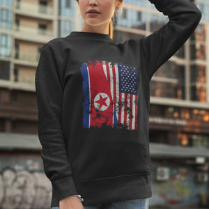 North Korea USA Flag - Half American Sweatshirt